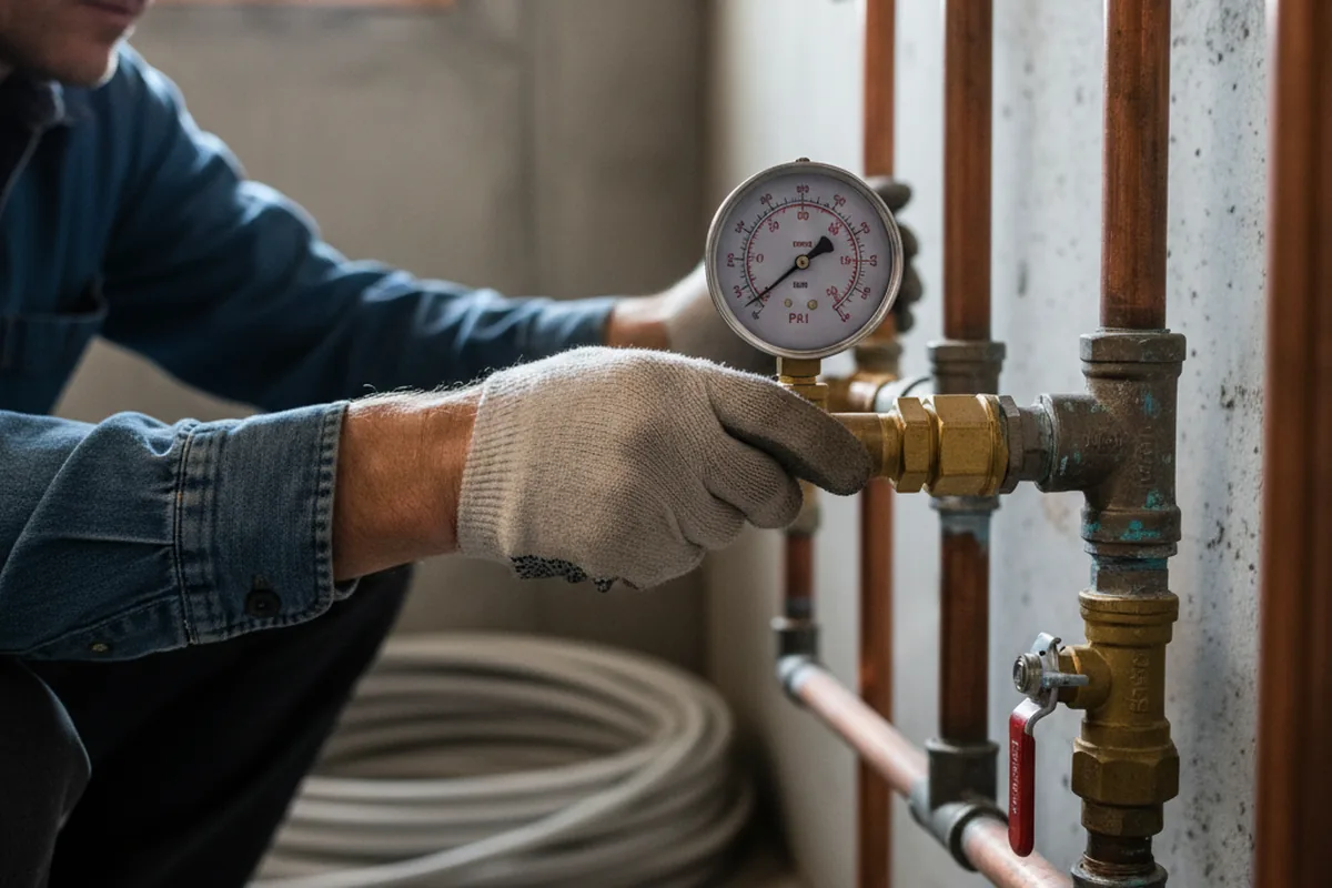 Pressure testing a repaired line during Water Line Repair in Palermo